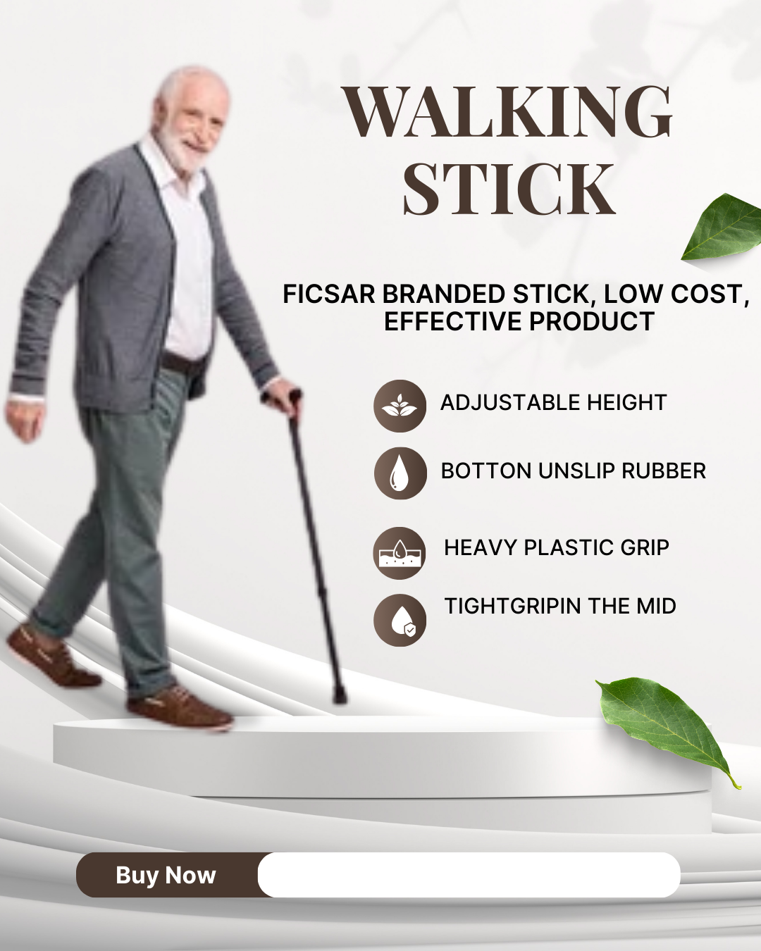 Ficsar Premium Walking Stick for Seniors – Lightweight, Foldable, Ergonomic Arthritis Cane - Image 6