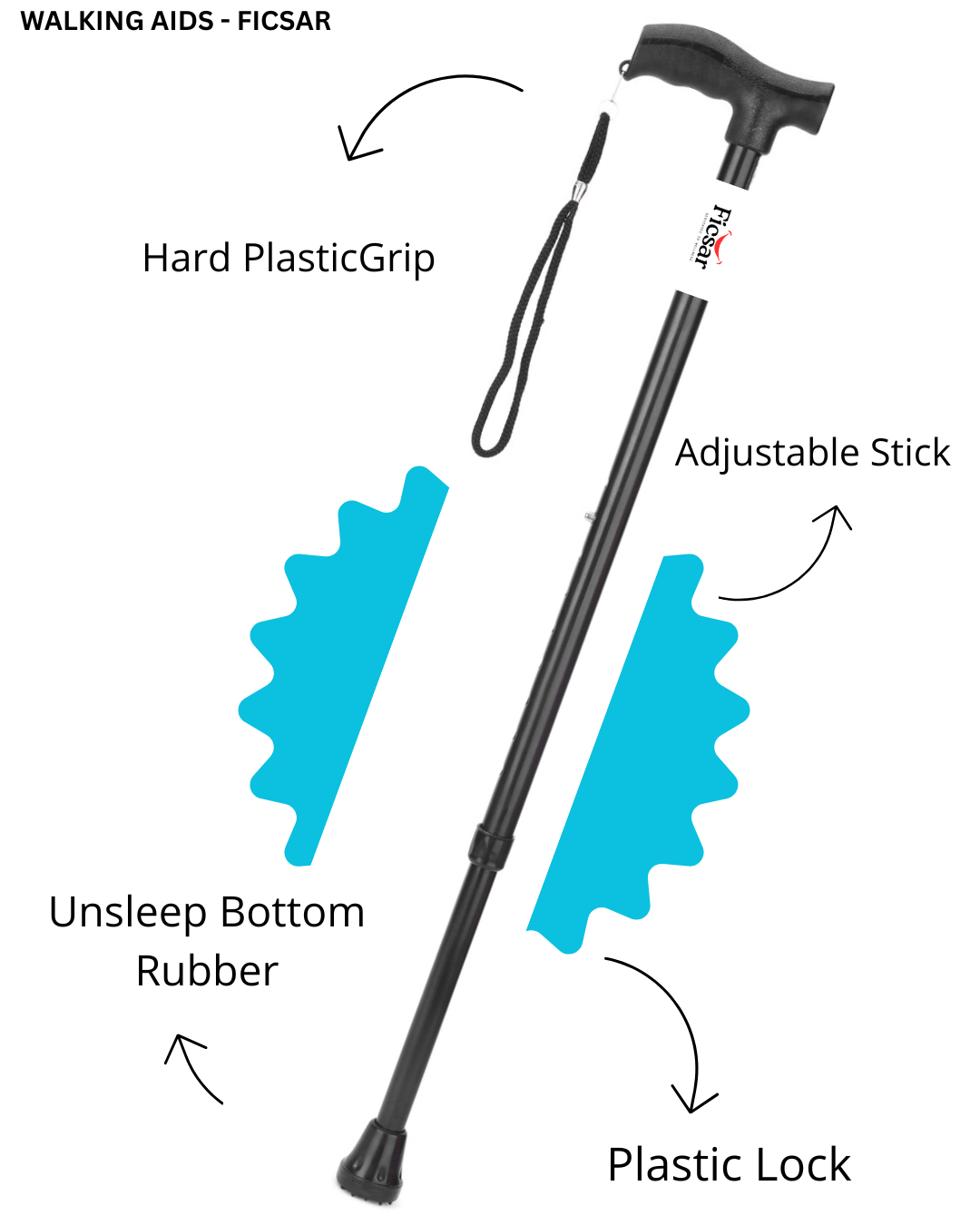 Ficsar Premium Walking Stick for Seniors – Lightweight, Foldable, Ergonomic Arthritis Cane - Image 4